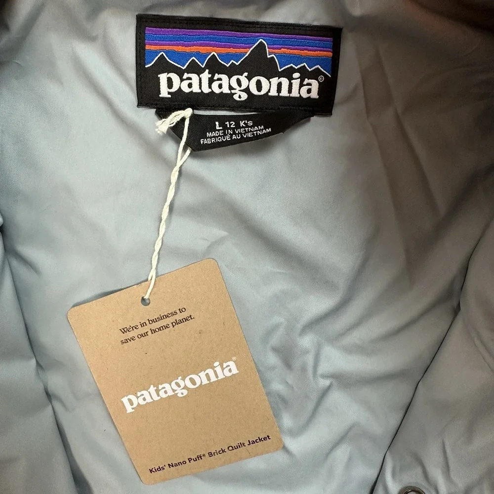 Patagonia Jacket Kids Large 12 Orange Nano Puff Quilt Brick Insulated‎ Puffer